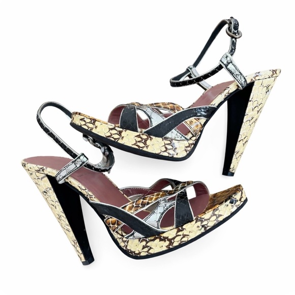 Vintage Miu Miu Snakeskin Strappy Heels, 6 - Picture 2 of 11